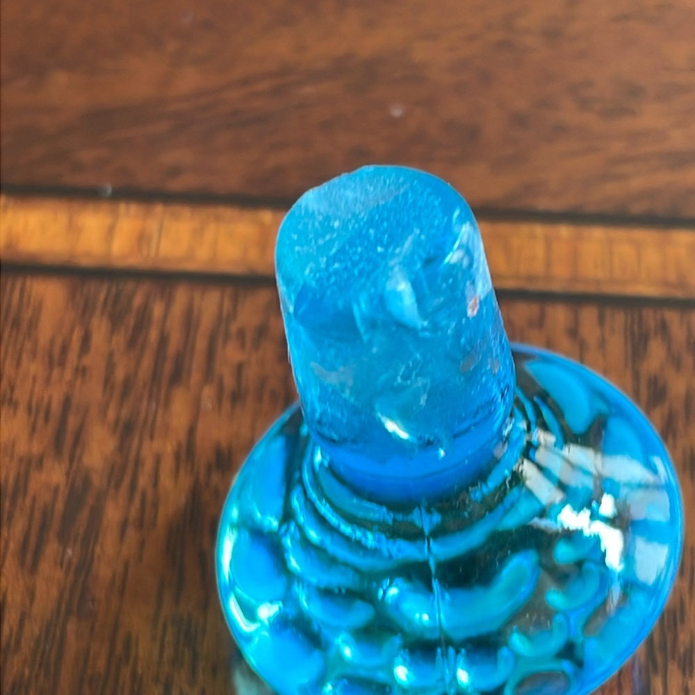 Fenton Blue Opalescent Hobnail Glass cologne Bottle - Picture 6 of 10
